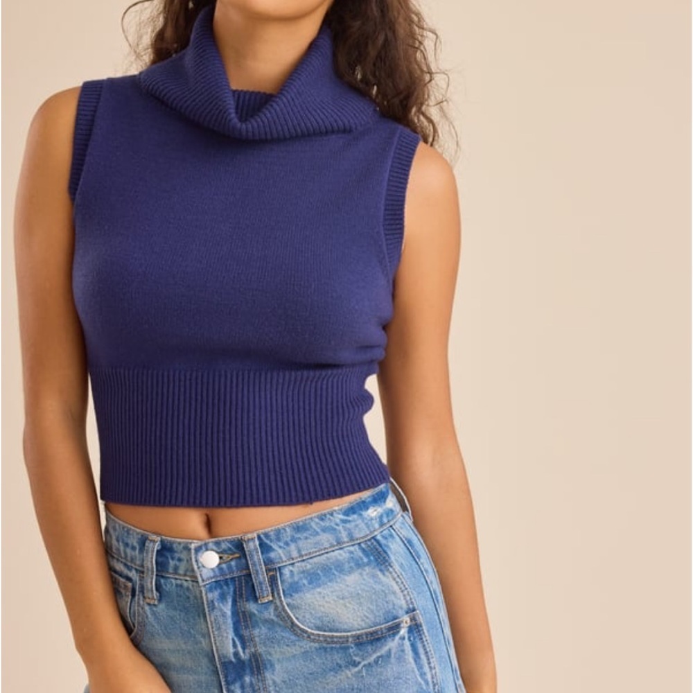 Altar’d State Sleeveless Turtleneck Sweater - Blue